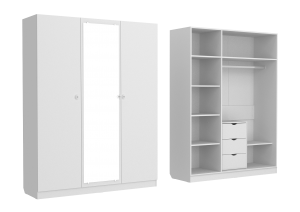 Группа 10 Шкаф 3-х створчатый  (цвет каркаса: белый, цвет фасада  белый, рисунок: Турбо )